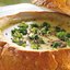 Картофельный суп с брокколи, запеченный в хлебе