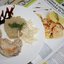 Кролик в горчице с двумя гарнирами из сельдерея