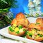 «Оливье» с мясом краба в профитролях