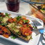 Баклажановые лодочки с кус-кусом и курицей, запеченные в томатном соусе