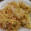 Салат из яичных блинчиков и крабового мяса с маринованным луком