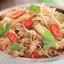Хрустящая лапша со свининой, креветками и тофу