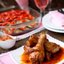 Куриные ножки в томатно-медовом маринаде и печёные овощи с томатно-сырном соусом