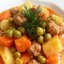 Фрикадельки со свежим зелёным горошком