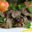 Куриная печень с яблоками и луком