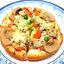 Пицца с рыбой, грибами и зеленым горошком