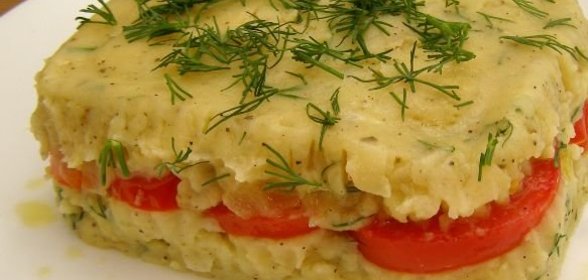 Запеканка из картофельного пюре и помидоров