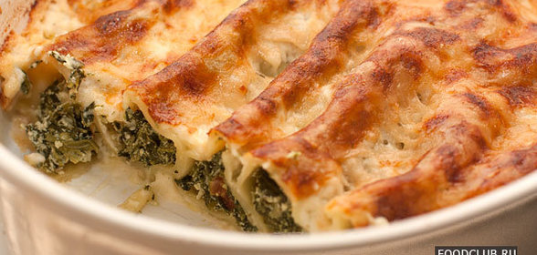 Каннелони с сырно-шпинатной начинкой