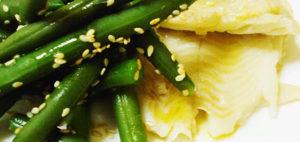 Морской язык с зеленой фасолью (ужин за 20 минут)