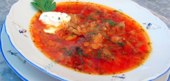 Украинский борщ со сметаной по Похлебкину