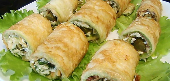 Рулетики из кабачков с сыром и зеленью