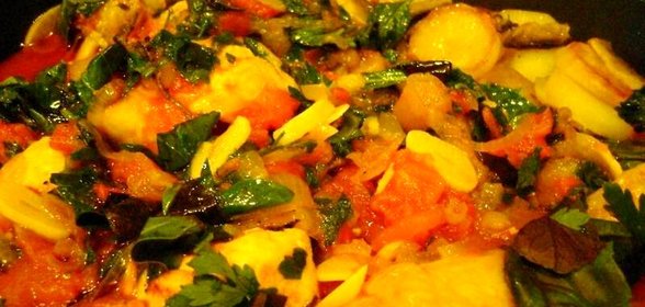 Курица, жареная с грибами