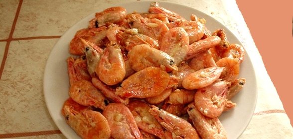 Жареные креветки в панцире