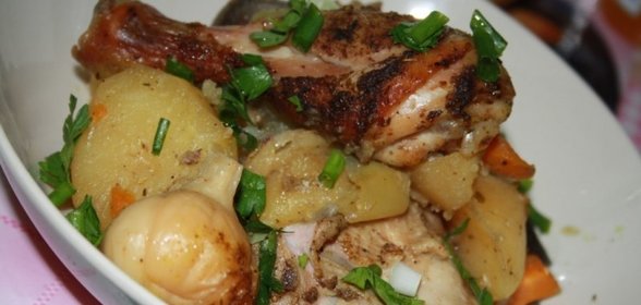 Курица с летними овощами в пакете для запекания