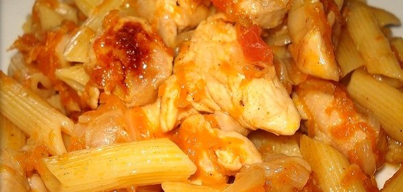 Макароны с куриным филе