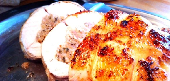 Фаршированная курица без костей