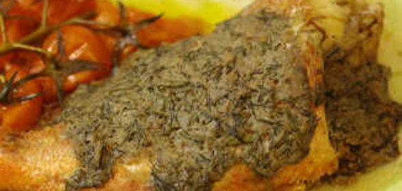 Морской окунь с анчоусным маслом в пергаменте