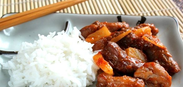 Свинина по-китайски с ананасами