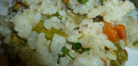 Ризотто со спаржей и горошком