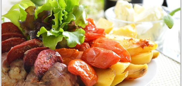 Филе миньон с чоризо, овощами и и шалфеевым маслом