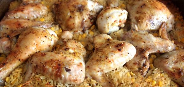 Ленивый тушеный рис с кукурузой