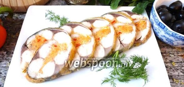 Рулет из скумбрии с желатином