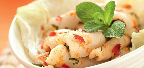 Острый салат из кальмара