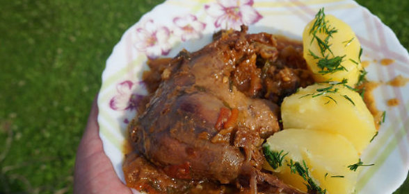 Тушеный гусь в квашеной капусте