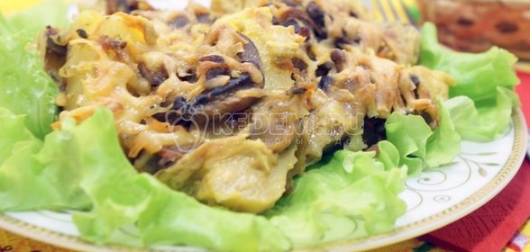 Запеченный картофель с грибами под сыром
