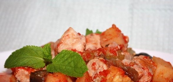 Индейка с баклажанами в мультиварке