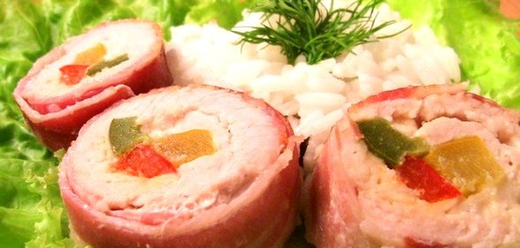 Рулетики из индейки с болгарским перцем