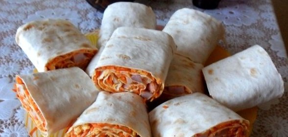 Рулетики из лаваша с морковкой