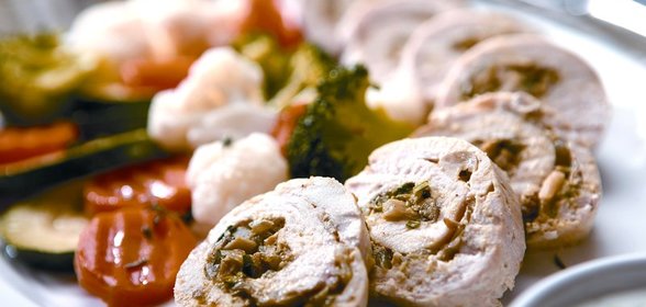 Куриные рулеты с паровыми овощами