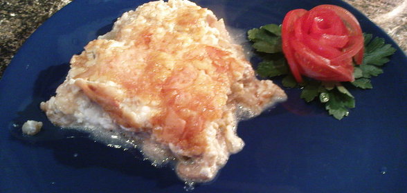 Морской язык под шампиньоновой шапкой