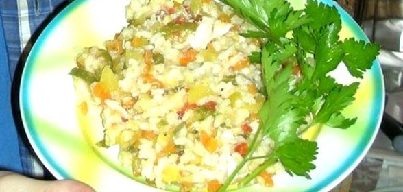 Ризотто с курицей, кабачками и болгарским перцем