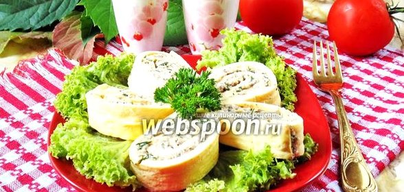 Яичный рулет с рыбой