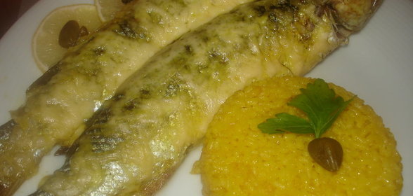 Кефаль запеченая с сырной корочкой