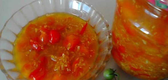 Джем с томатами черри, чили и лимонами