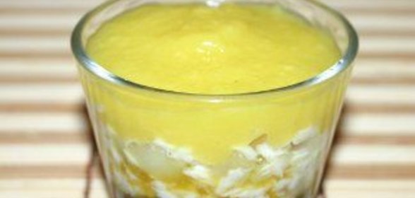 Тартар из дорады с маслинами и манго