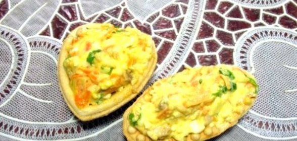 Салат из печени трески в тарталетках