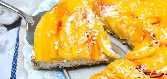 Кокосовый пирог с манго без выпекания