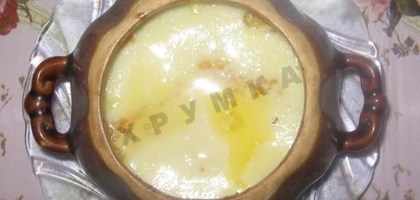 Молочная каша пшеничная с тыквой в горшочке