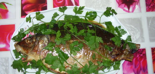 Карп зеркальный,фаршированный