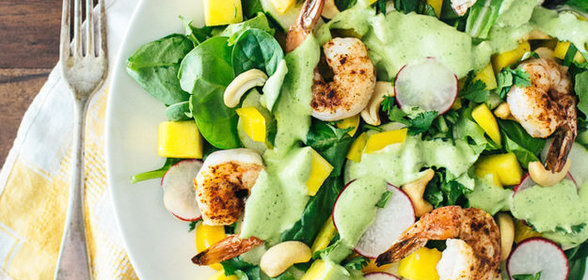 Тропический салат с креветками