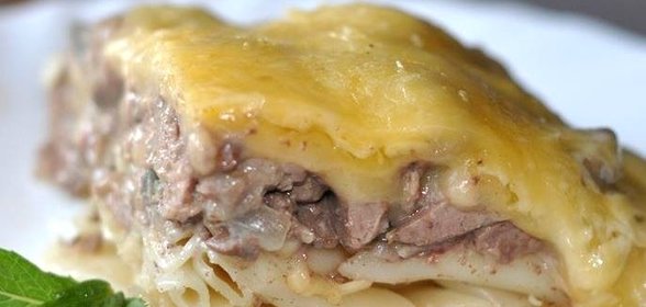 Макароны с ливерной колбасой