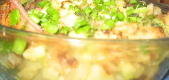 Рагу из кабачков с копчеными ребрышками (вариант)