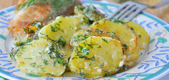 Картофель со сливками и укропом
