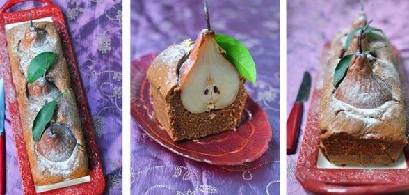 Шоколадный кекс с грушами