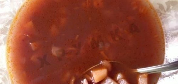 Суп из консервированной красной фасоли в томатном соусе