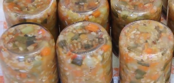 Рассольник на зиму с рисом в банках